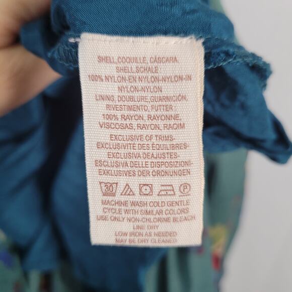 Free People Catching Glances Dress sz 6 Jade floral tiered ruffle forest fairy - Picture 6 of 8